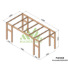 Pérgola exenta de madera en bruto Alicante 600x300cm 18m2