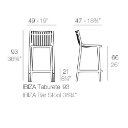 Set de 4 Taburetes Vondom Ibiza Counter Altos crudo