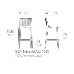 Lot de 4 Tabourets de Bar Ibiza noir Vondom
