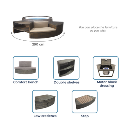 Spa portátil NetSpa VITA PREMIUM de 6 plazas con muebles