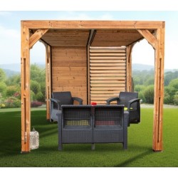 Habrita wooden pergola with removable roof and side 313x234xH217 Veneto