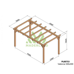 Pergolato autoportante in legno massello Valencia 500x300cm 15m2