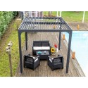 Pérgola bioclimática de aluminio antracita Habrita 7,20m2 con lamas