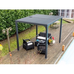 Pergola bioclimatica Habrita alluminio antracite 7,20m2 con lamelle