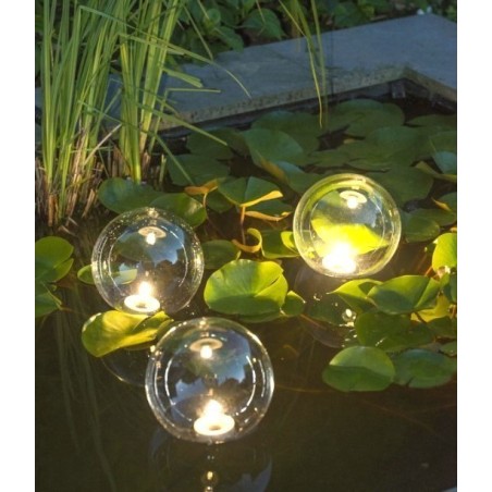 Set of three Ubbink MultiBright Float 3 LED transparent and floating spheres