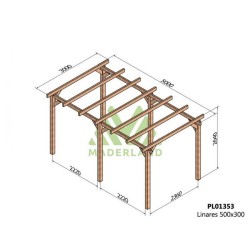 Pérgola independente de madeira Linares 5x3m 15m2