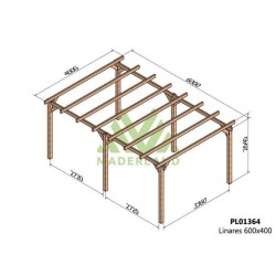 Pérgola independente de madeira Linares 6x4m 24m2