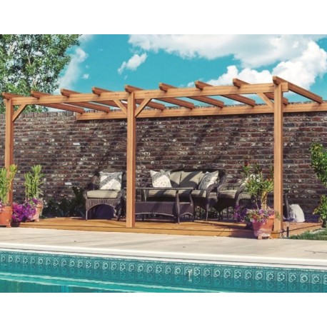 Pergola adossée en bois brut Palma 6x4m 24m2