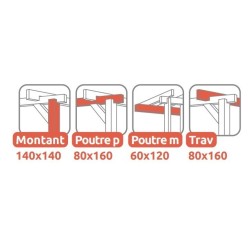 Sevilla 6x4m 24m2 Raw wood wall-mounted pergola