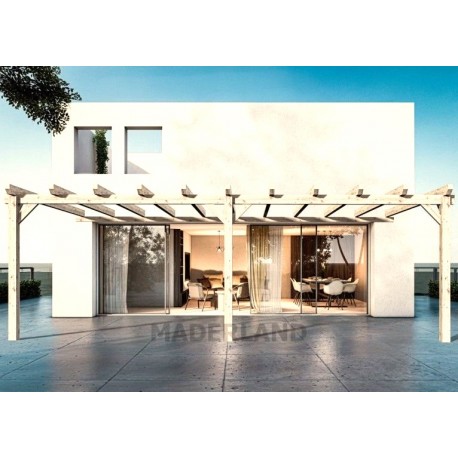 Sevilla 7x4m 28m2 Wandpergola aus Rohholz