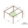 Tarragona 4x4m 16m2 freistehende Pergola aus rohem Holz