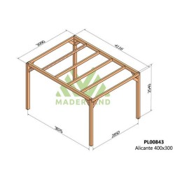 Pergolato autoportante in legno grezzo Alicante 600x300cm 18m2