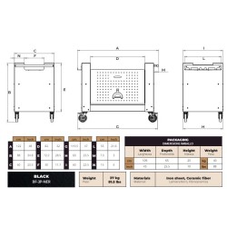 Base Carrello Alfa per Forno Pizza Moderno 3 su Ruote Nero