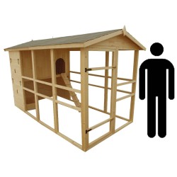Gallinero de Jardín de Madera Grande 8-12 Gallinas Habrita 6.10m2 Bi-Body