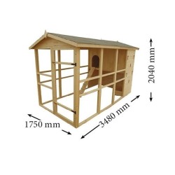 Poulailler Large de Jardin en bois 8-12 Poules Habrita 6.10m2 bi-corps