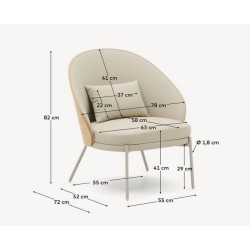 Fauteuil en Cuir synthétique beige et piètements métal Amy VeryForma