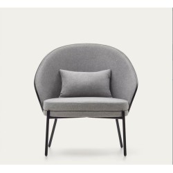 Hellgrauer Chenille-Sessel mit schwarzen Metallbeinen Amy VeryForma