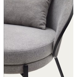 Light Grey Chenille Armchair with Black Metal Legs Amy VeryForma
