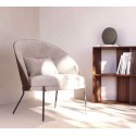 Light Brown Chenille Armchair with Black Metal Legs by Amy VeryForma