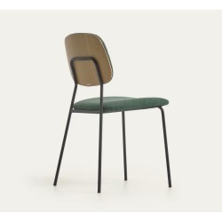 Set of 4 Linda VeryForma Green Chenille Metal Chairs and Cushion