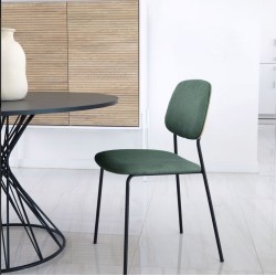 Set of 4 Linda VeryForma Green Chenille Metal Chairs and Cushion