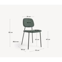 Set of 4 Linda VeryForma Green Chenille Metal Chairs and Cushion