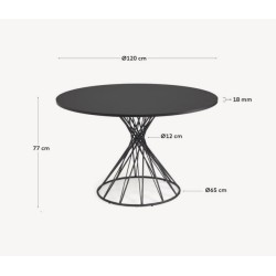 Mesa Redonda 120 MDF Preto Inu VeryForma