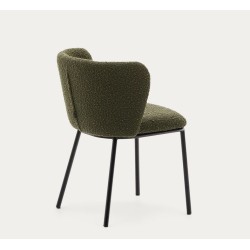 Conjunto de 2 cadeiras felpudas de metal verde e preto Elia VeryForma