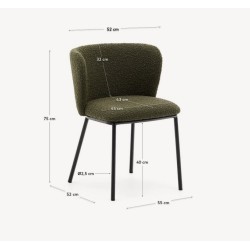 Conjunto de 2 cadeiras felpudas de metal verde e preto Elia VeryForma