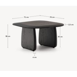 VeryForma Pita Mesa de centro de madera de roble con acabado negro