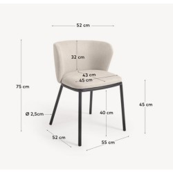 Set of 2 Elia VeryForma Beige and Black Metal Fabric Chairs