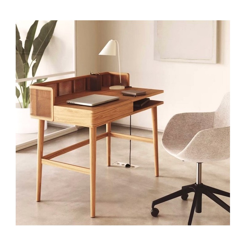 Schreibtisch aus Eschenholz und Rattan 105 x 62 Axi VeryForma