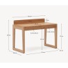 Table de Bureau bois de frêne et rotin 120x60 Andu VeryForma