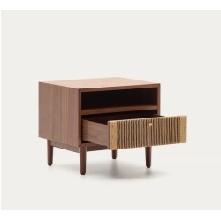 Mesa de cabeceira de madeira e gaveta de corda 51x45 Ela VeryForma