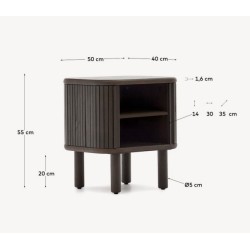 Dark Ash Wood Bedside Table 50x55 Leni VeryForma