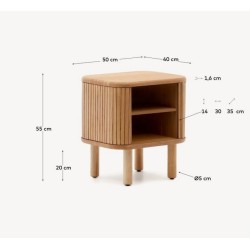 Natural Wood Bedside Table 50x55 Leni VeryForma