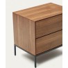 Comodino in legno di noce e acciaio nero 60x55 Rana VeryForma