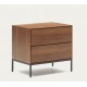 Walnut Wood and Black Steel Bedside Table 60x55 Rana VeryForma