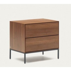 Table de Chevet bois noyer et acier noir 60x55 Rana VeryForma