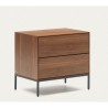 Walnut Wood and Black Steel Bedside Table 60x55 Rana VeryForma