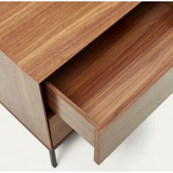 Walnut Wood and Black Steel Bedside Table 60x55 Rana VeryForma