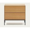 Bedside table wood oak and black steel 60x55 Rana VeryForma