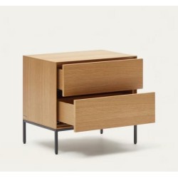 Nachttisch aus Holz, Eiche und schwarzem Stahl 60x55 Rana VeryForma