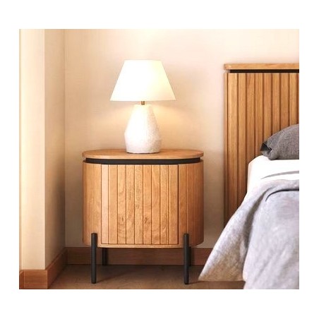 Mesa de Cabeceira Oval em Madeira de Manga 55 Cial VeryForma
