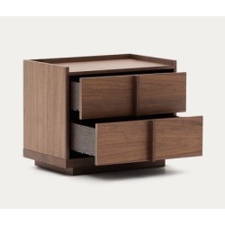 Mesita de noche de madera de nogal con acabado oscuro 60x59 Noxi VeryForma
