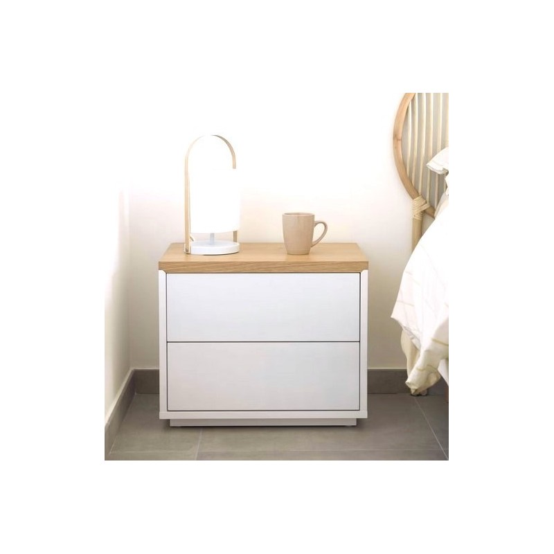 Nachttisch mit weiß lackiertem Eichenholz 53x44 Bali VeryForma Nachttisch mit weiß lackiertem Eichenholz 53x44 Bali VeryForma