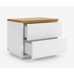 Table de Chevet bois chêne laqué blanc 53x44 Bali VeryForma