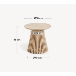 Tavolino d'appoggio in legno di teak naturale Jet 50 cm VeryForma