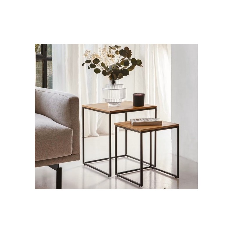 Lot de 2 Tables gigognes d'appoints en bois et métal Ana VeryForma Lot de 2 Tables gigognes d'appoints en bois et métal Ana VeryForma