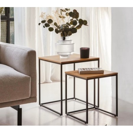 Lot de 2 Tables gigognes d'appoints en bois et métal Ana  VeryForma